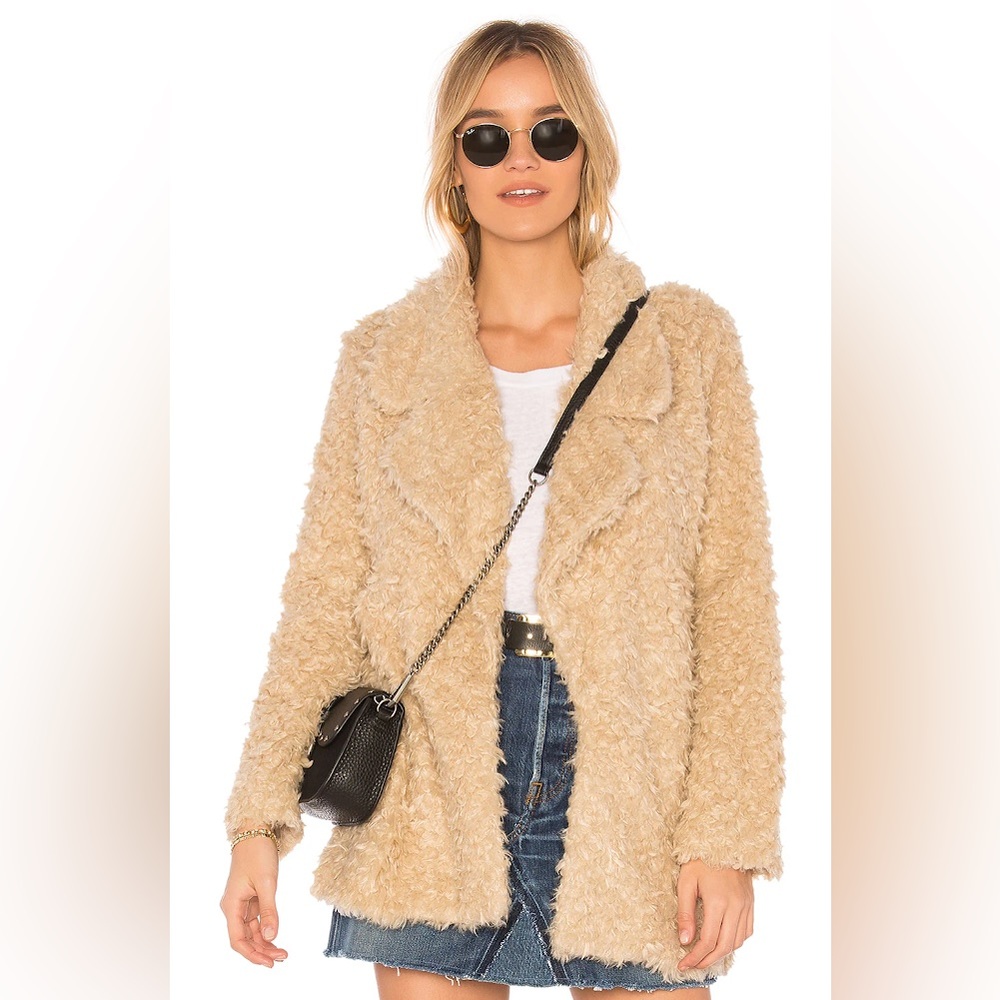 Tularosa Violet Faux Shag Coat in Natural